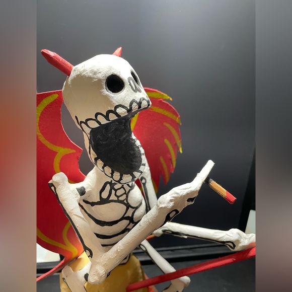Diablo Skeleton Day Of The Dead Paper Mache dia de los muertos Mexico RARE Vntg - Picture 12 of 12